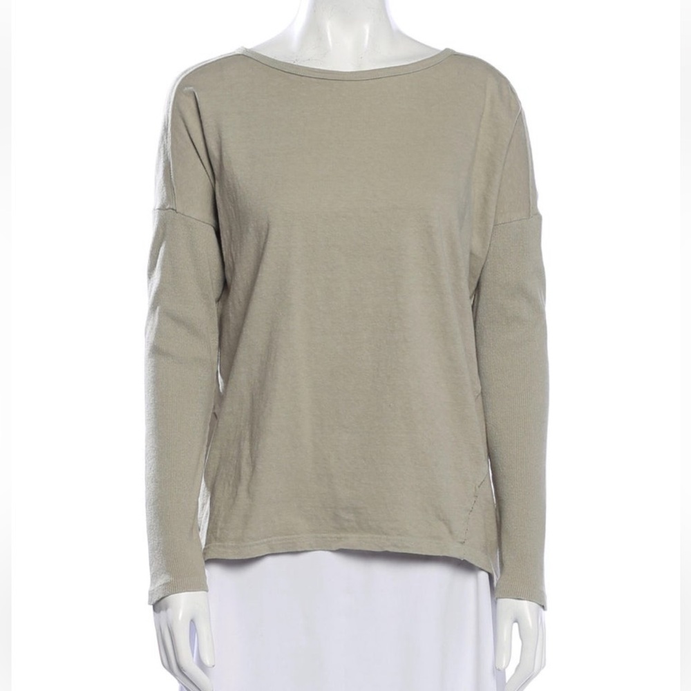 Pas de Calais Oversized Drapey Asymmetric Cotton Blend Top Pale Green Womens S